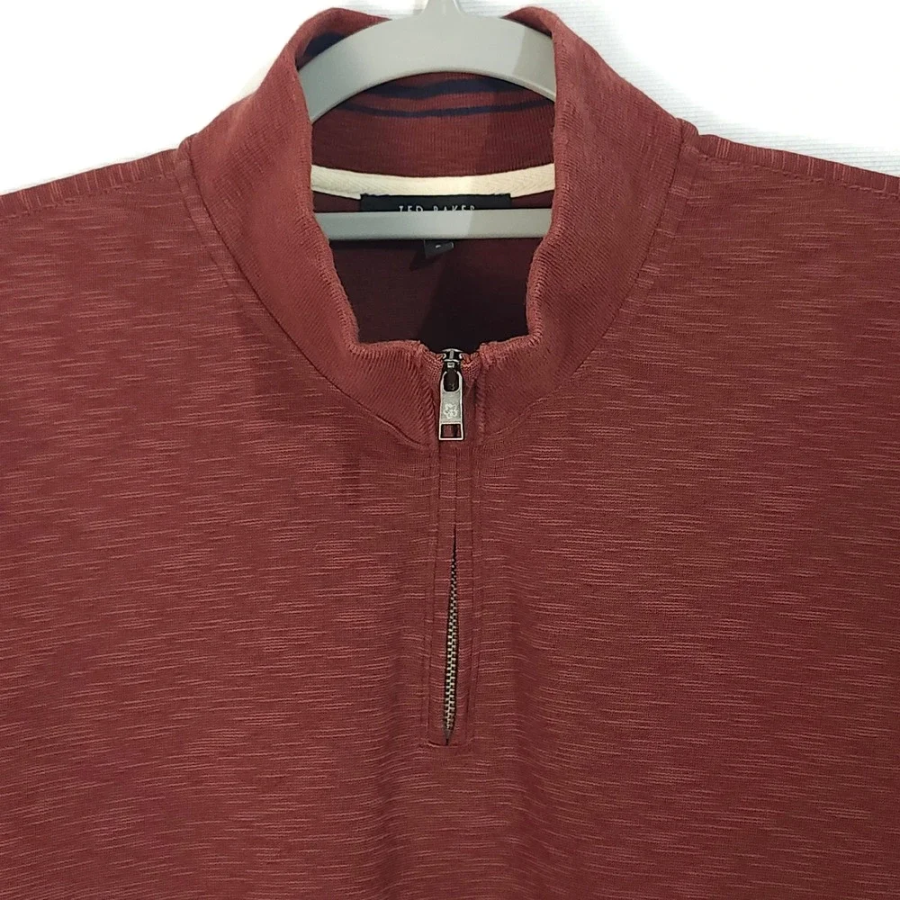 Ted Baker London Berks Burgundy Textured Quarter Zip Pullover Size 5 XL